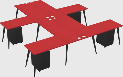 Shared l-shaped office desk system