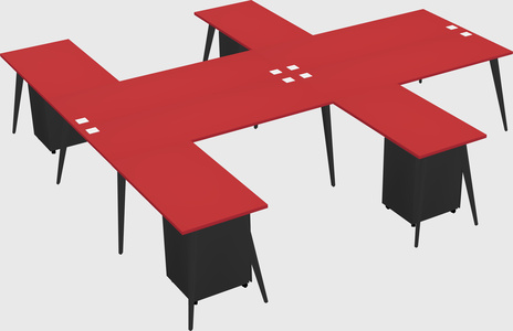 Shared l-shaped office desk system