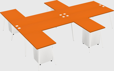 Shared l-shaped office desk system