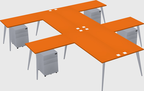 Shared l-shaped office desk system