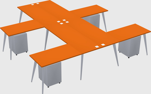 Shared l-shaped office desk system