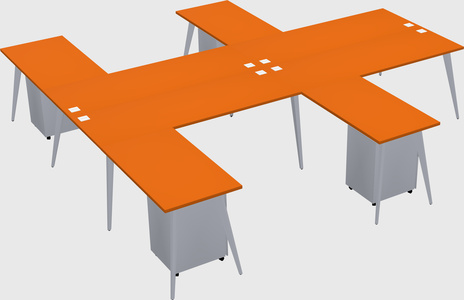 Shared l-shaped office desk system