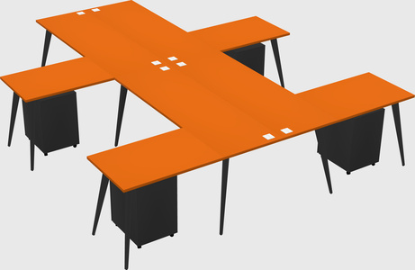 Shared l-shaped office desk system