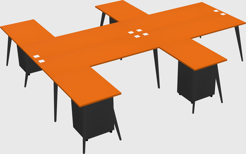 Shared l-shaped office desk system
