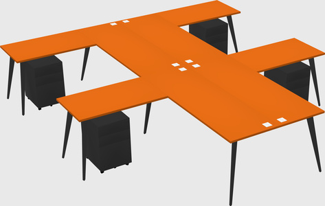 Shared l-shaped office desk system