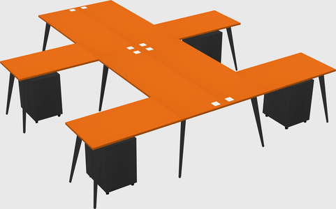 Shared l-shaped office desk system