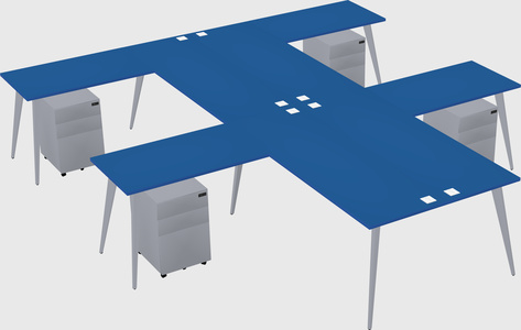 Shared l-shaped office desk system