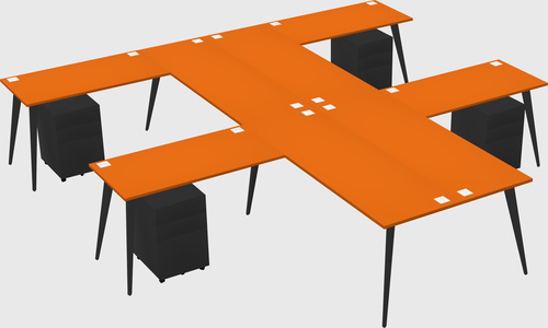 Shared l-shaped office desk system