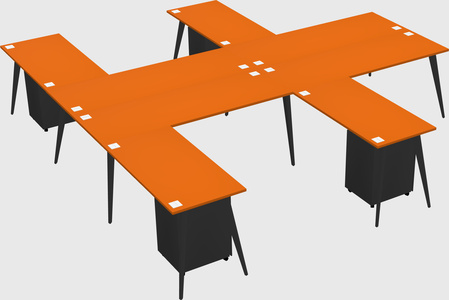 Shared l-shaped office desk system