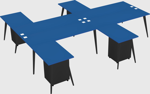 Shared l-shaped office desk system