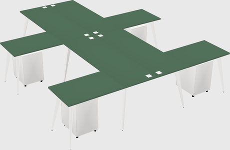 Shared l-shaped office desk system
