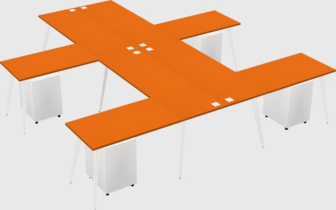 Shared l-shaped office desk system