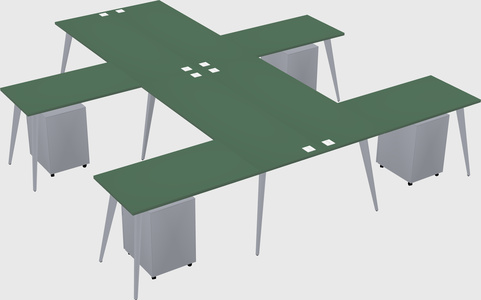 Shared l-shaped office desk system