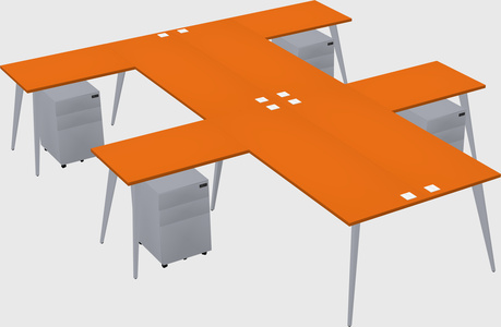 Shared l-shaped office desk system