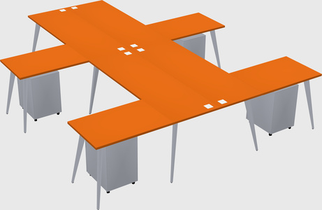 Shared l-shaped office desk system