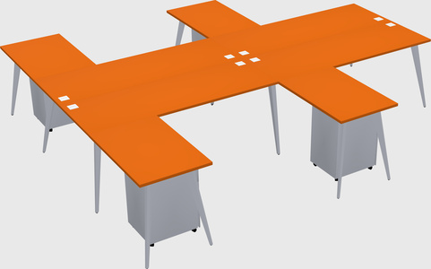 Shared l-shaped office desk system