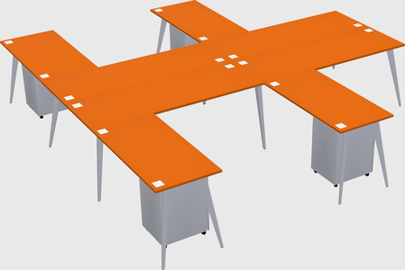 Shared l-shaped office desk system