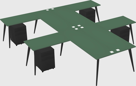 Shared l-shaped office desk system