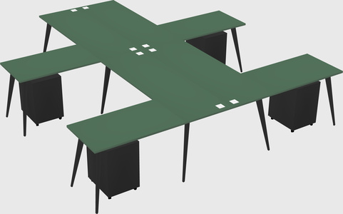Shared l-shaped office desk system