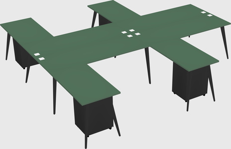 Shared l-shaped office desk system