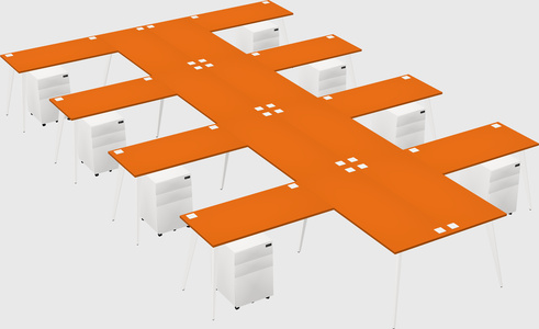 Shared l-shaped office desk system