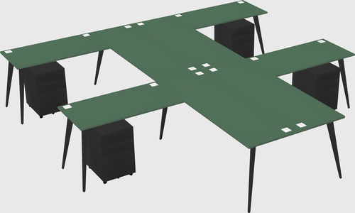 Shared l-shaped office desk system