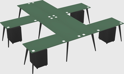 Shared l-shaped office desk system