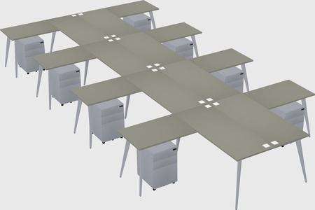Shared l-shaped office desk system