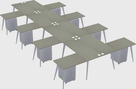 Shared l-shaped office desk system