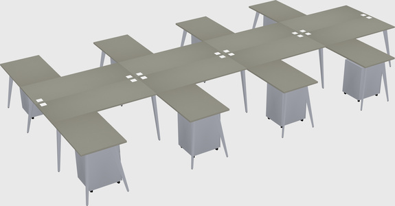 Shared l-shaped office desk system