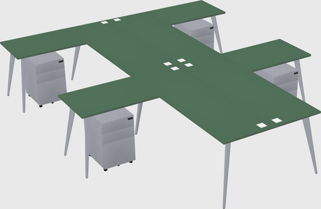 Shared l-shaped office desk system