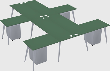 Shared l-shaped office desk system