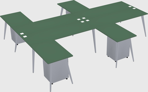 Shared l-shaped office desk system