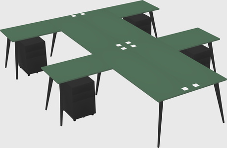 Shared l-shaped office desk system