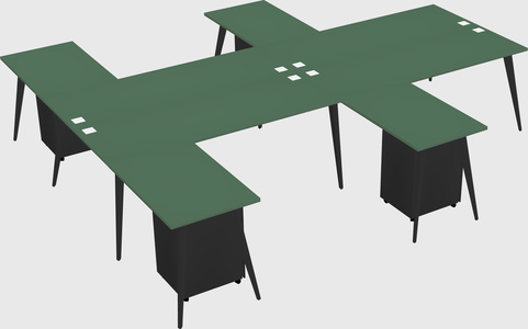 Shared l-shaped office desk system