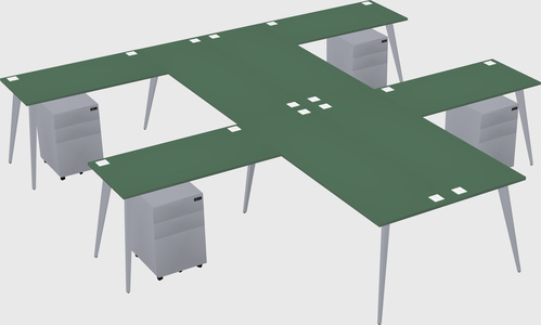 Shared l-shaped office desk system