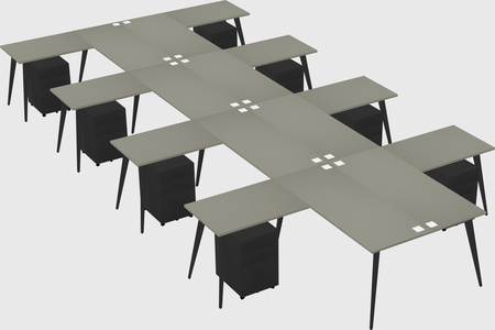 Shared l-shaped office desk system