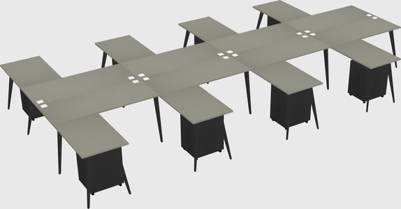 Shared l-shaped office desk system