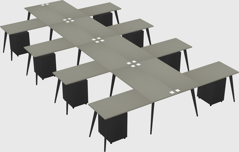 Shared l-shaped office desk system