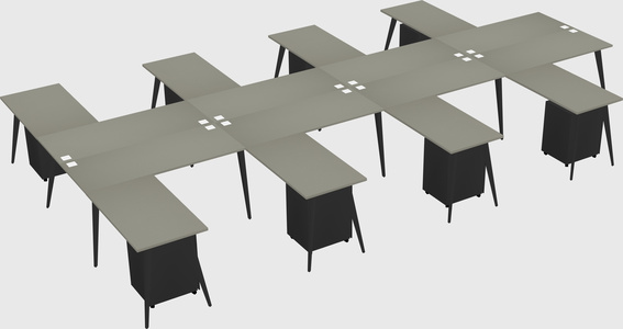 Shared l-shaped office desk system