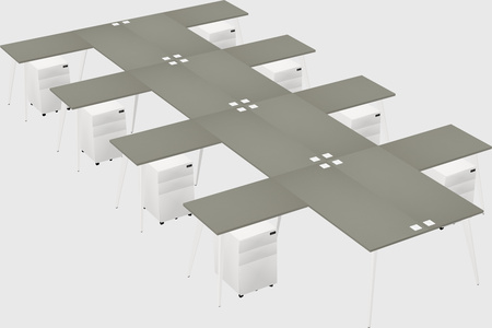 Shared l-shaped office desk system