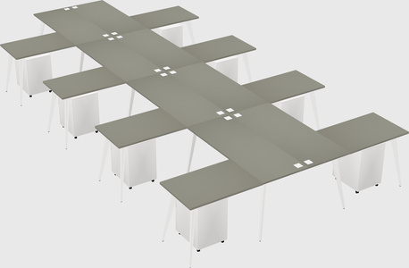 Shared l-shaped office desk system