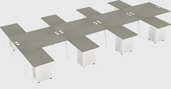 Shared l-shaped office desk system