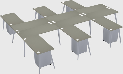 Shared l-shaped office desk system