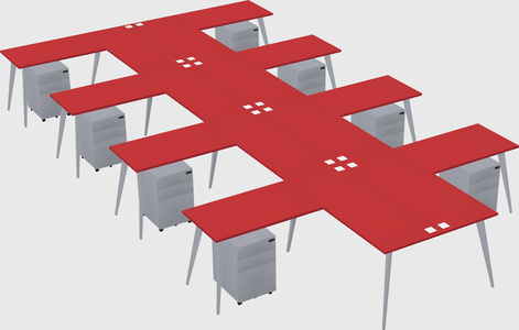 Shared l-shaped office desk system