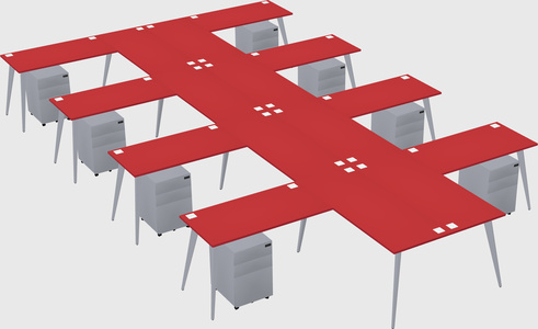 Shared l-shaped office desk system
