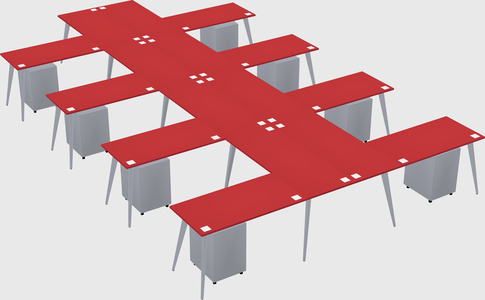 Shared l-shaped office desk system
