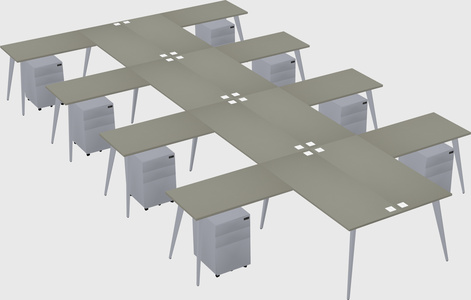 Shared l-shaped office desk system