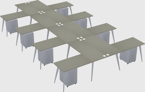 Shared l-shaped office desk system