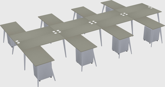 Shared l-shaped office desk system